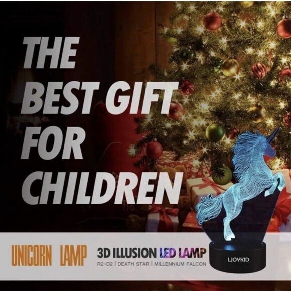 Ljoykid 3pcs 3D Unicorn Night Light 3 Patterns 7 Colors With Remote Control NIB - Picture 6 of 7